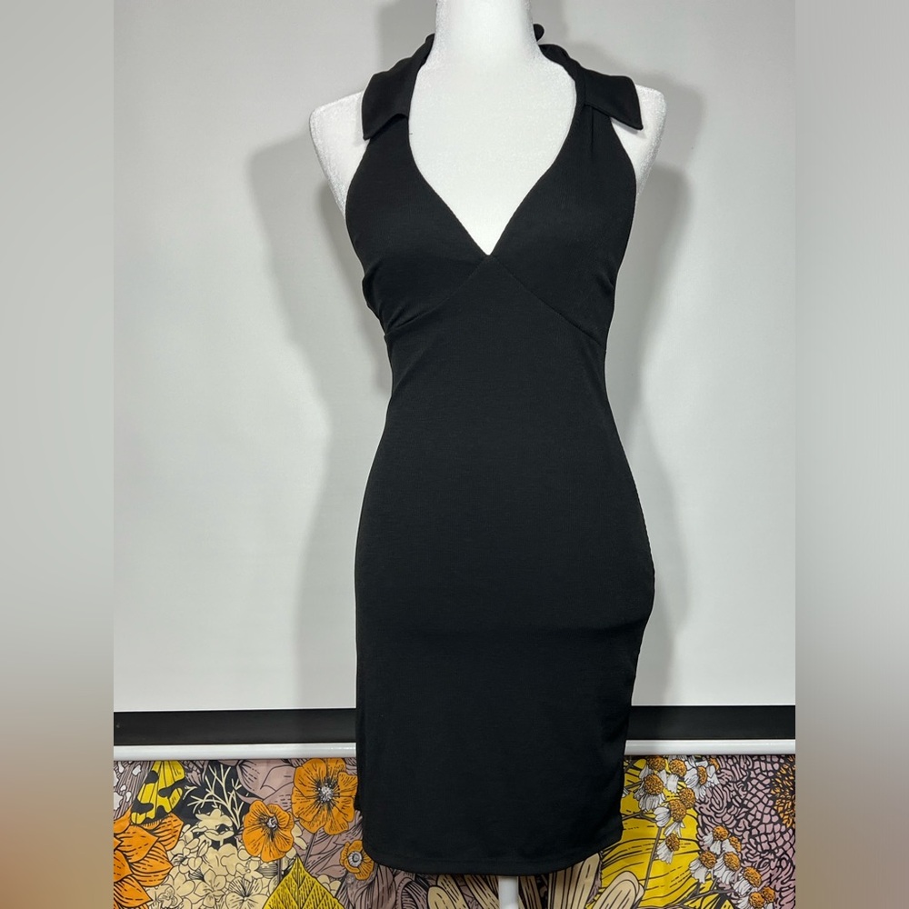 Les Lis Collared Halter Ribbed Mini Dress